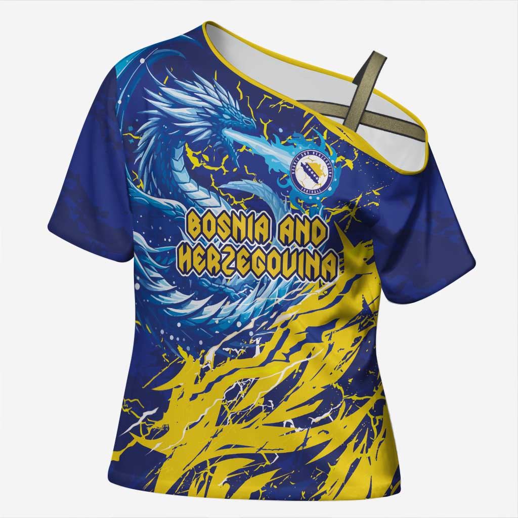 Custom Bosnia and Herzegovina Football Cross Shoulder Shirt Zmajevi Mascot Sporty Style