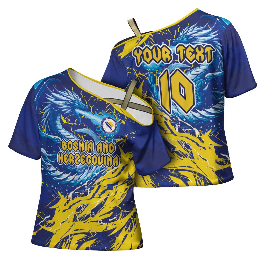 Custom Bosnia and Herzegovina Football Cross Shoulder Shirt Zmajevi Mascot Sporty Style