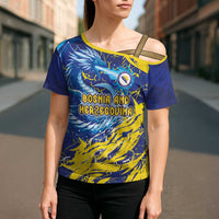 Custom Bosnia and Herzegovina Football Cross Shoulder Shirt Zmajevi Mascot Sporty Style