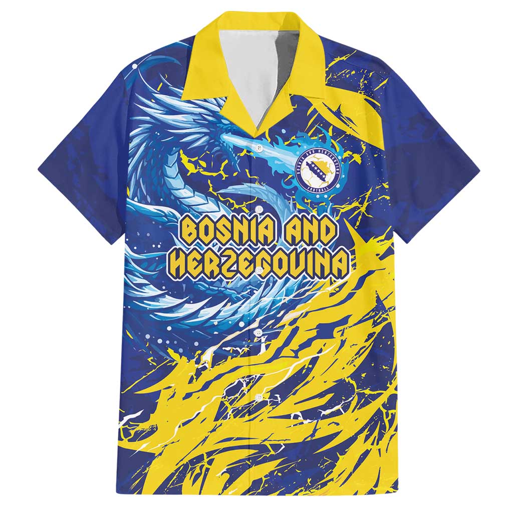 Custom Bosnia and Herzegovina Football Hawaiian Shirt Zmajevi Mascot Sporty Style