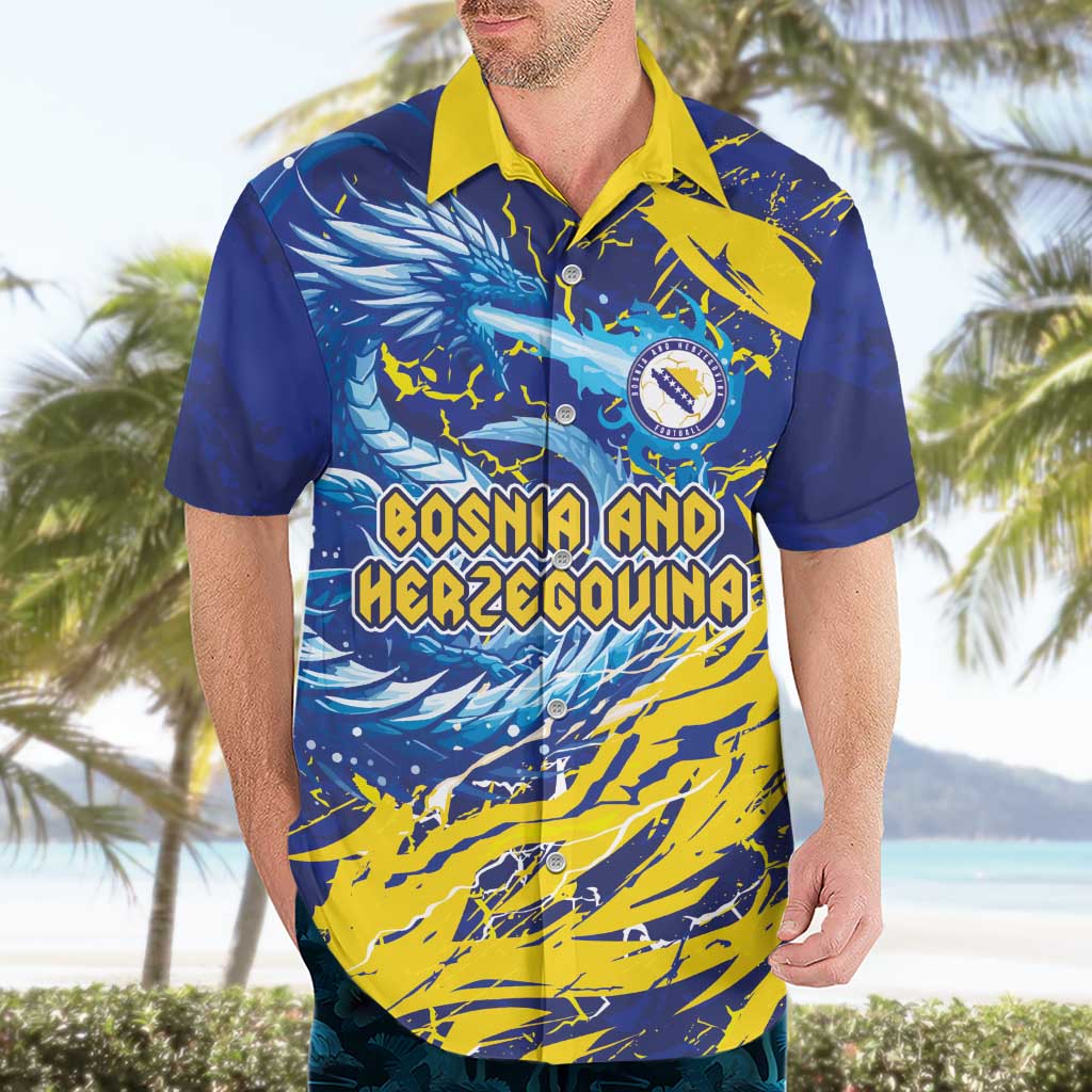 Custom Bosnia and Herzegovina Football Hawaiian Shirt Zmajevi Mascot Sporty Style