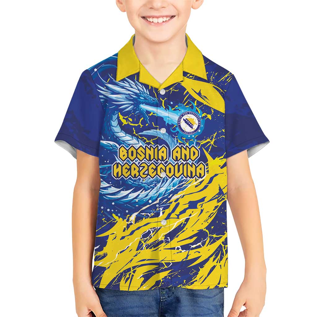 Custom Bosnia and Herzegovina Football Hawaiian Shirt Zmajevi Mascot Sporty Style