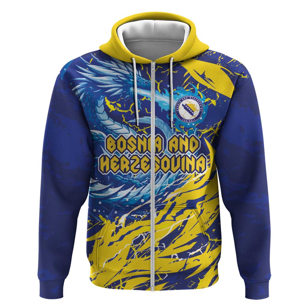 Custom Bosnia and Herzegovina Football Hoodie Zmajevi Mascot Sporty Style