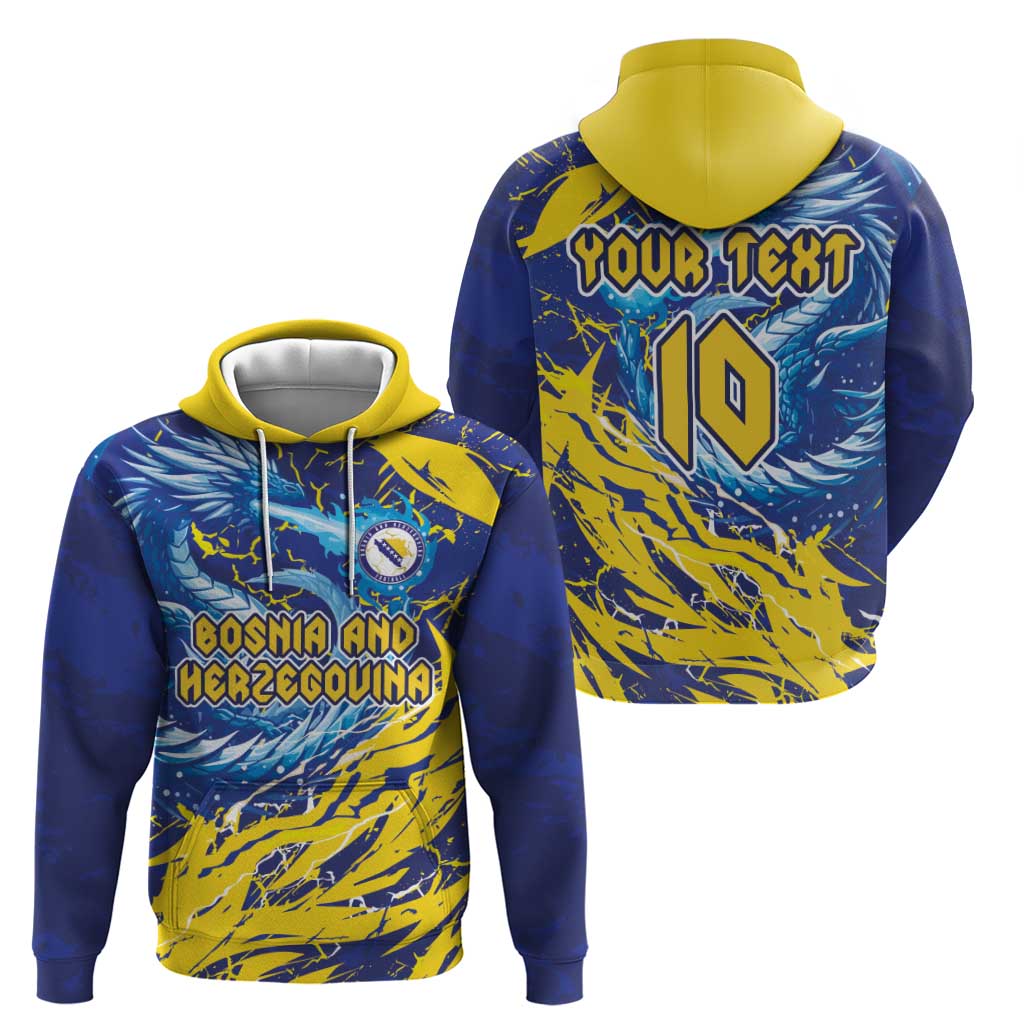 Custom Bosnia and Herzegovina Football Hoodie Zmajevi Mascot Sporty Style