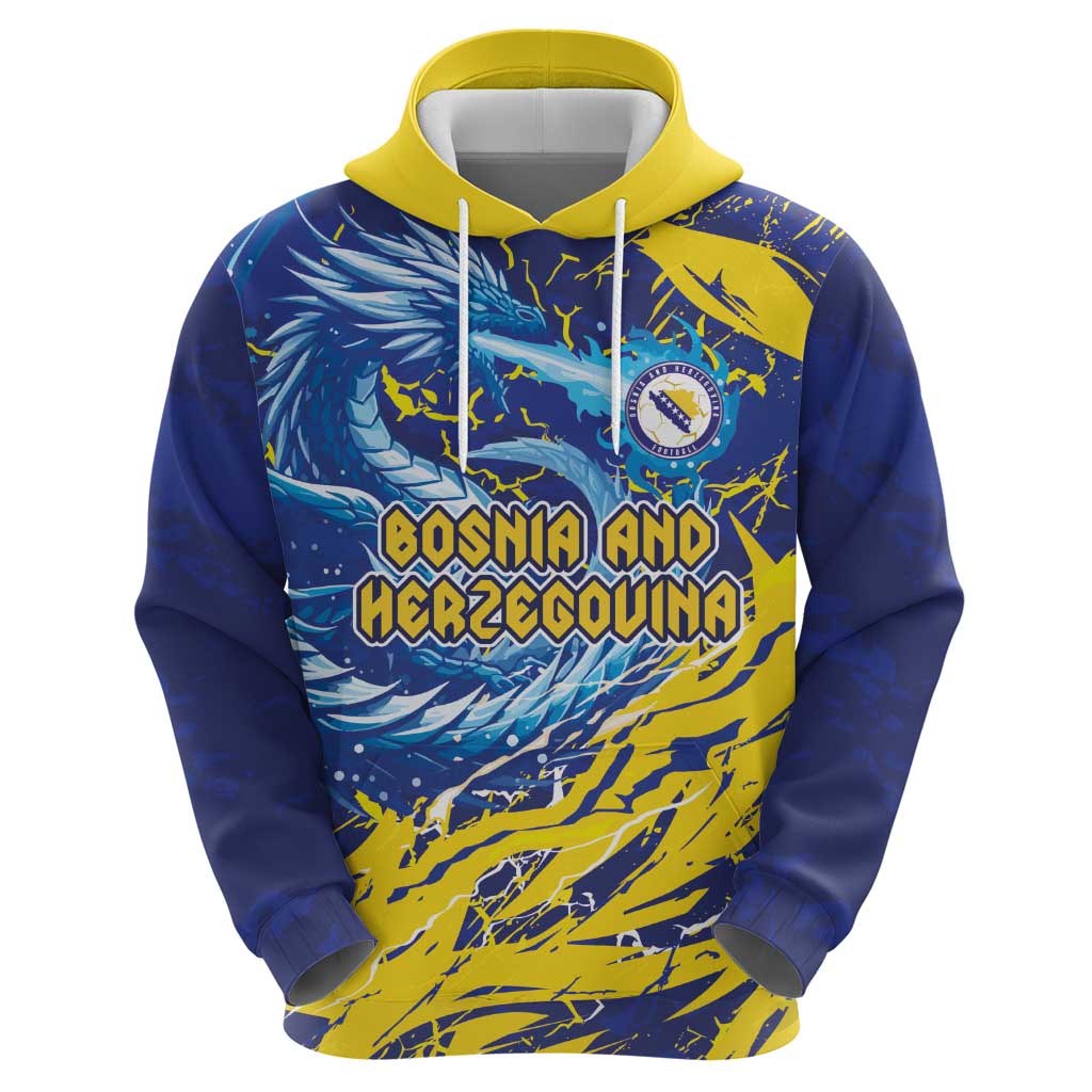 Custom Bosnia and Herzegovina Football Hoodie Zmajevi Mascot Sporty Style