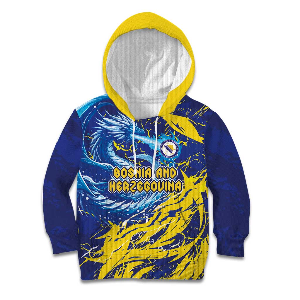 Custom Bosnia and Herzegovina Football Kid Hoodie Zmajevi Mascot Sporty Style