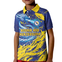 Custom Bosnia and Herzegovina Football Kid Polo Shirt Zmajevi Mascot Sporty Style