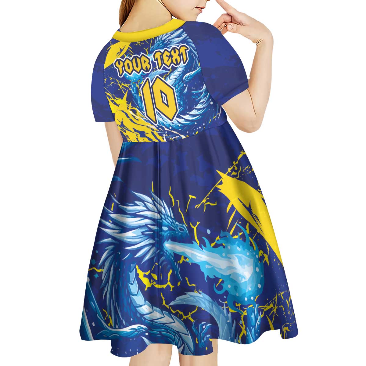 Custom Bosnia and Herzegovina Football Kid Short Sleeve Dress Zmajevi Mascot Sporty Style