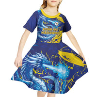 Custom Bosnia and Herzegovina Football Kid Short Sleeve Dress Zmajevi Mascot Sporty Style