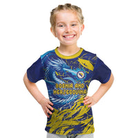 Custom Bosnia and Herzegovina Football Kid T Shirt Zmajevi Mascot Sporty Style