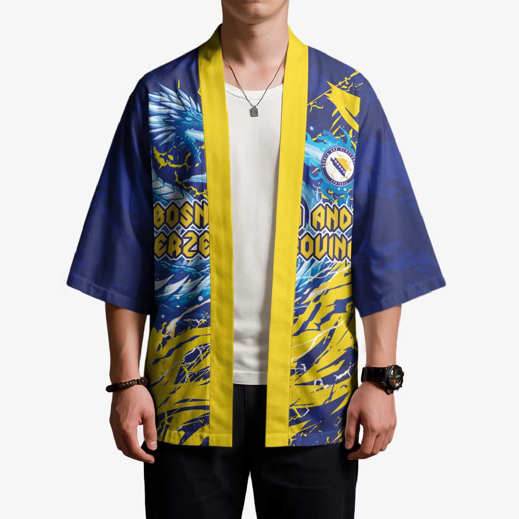 Custom Bosnia and Herzegovina Football Kimono Zmajevi Mascot Sporty Style