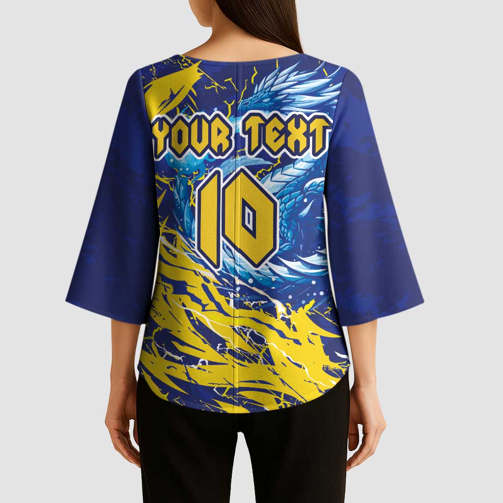 Custom Bosnia and Herzegovina Football Kimono Sleeve Blouse Zmajevi Mascot Sporty Style
