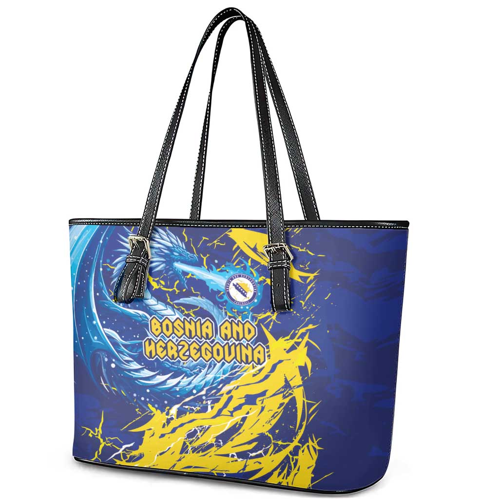 Bosnia and Herzegovina Football Leather Tote Bag Zmajevi Mascot Sporty Style