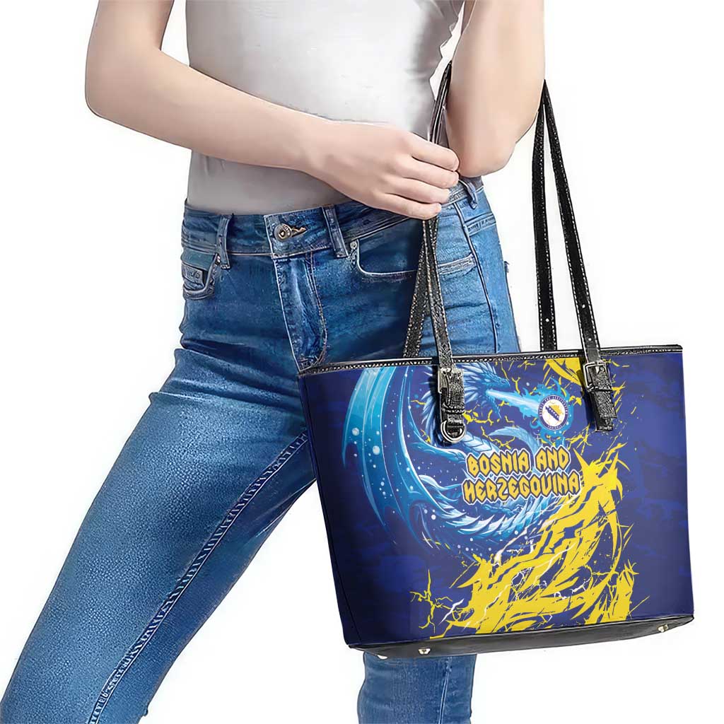 Bosnia and Herzegovina Football Leather Tote Bag Zmajevi Mascot Sporty Style