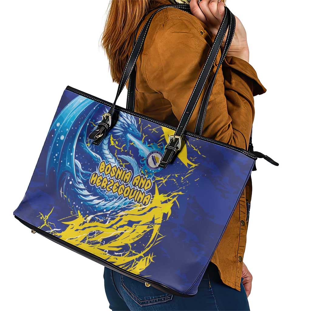 Bosnia and Herzegovina Football Leather Tote Bag Zmajevi Mascot Sporty Style