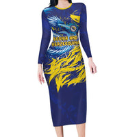 Custom Bosnia and Herzegovina Football Long Sleeve Bodycon Dress Zmajevi Mascot Sporty Style