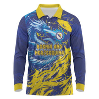 Custom Bosnia and Herzegovina Football Long Sleeve Polo Shirt Zmajevi Mascot Sporty Style