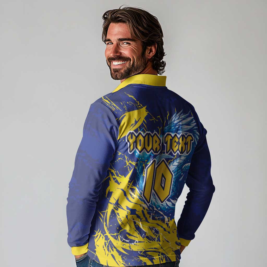 Custom Bosnia and Herzegovina Football Long Sleeve Polo Shirt Zmajevi Mascot Sporty Style