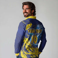 Custom Bosnia and Herzegovina Football Long Sleeve Polo Shirt Zmajevi Mascot Sporty Style