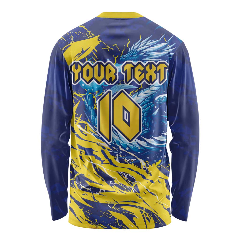 Custom Bosnia and Herzegovina Football Long Sleeve Shirt Zmajevi Mascot Sporty Style