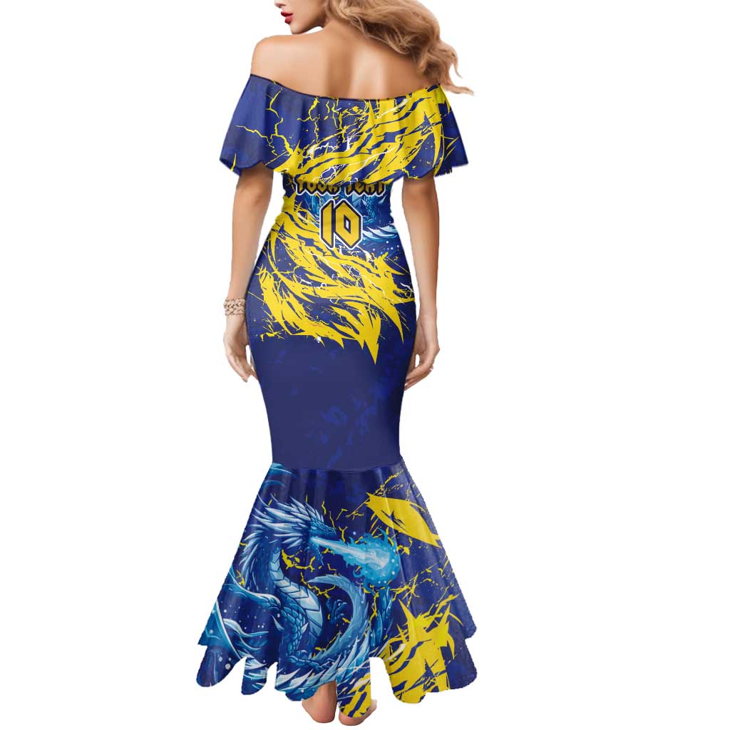Custom Bosnia and Herzegovina Football Mermaid Dress Zmajevi Mascot Sporty Style
