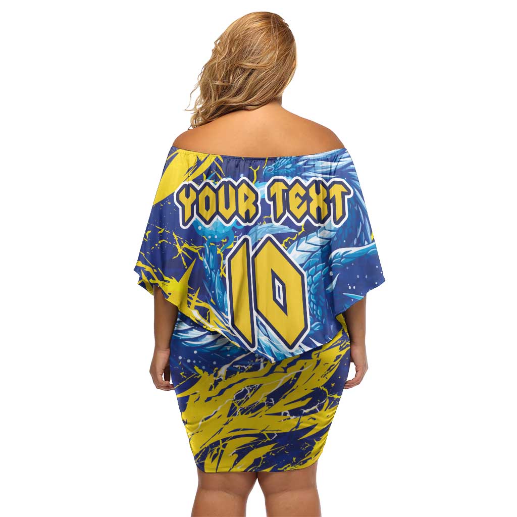 Custom Bosnia and Herzegovina Football Off Shoulder Short Dress Zmajevi Mascot Sporty Style