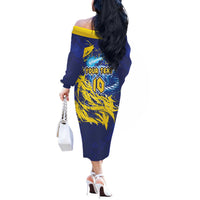 Custom Bosnia and Herzegovina Football Off The Shoulder Long Sleeve Dress Zmajevi Mascot Sporty Style