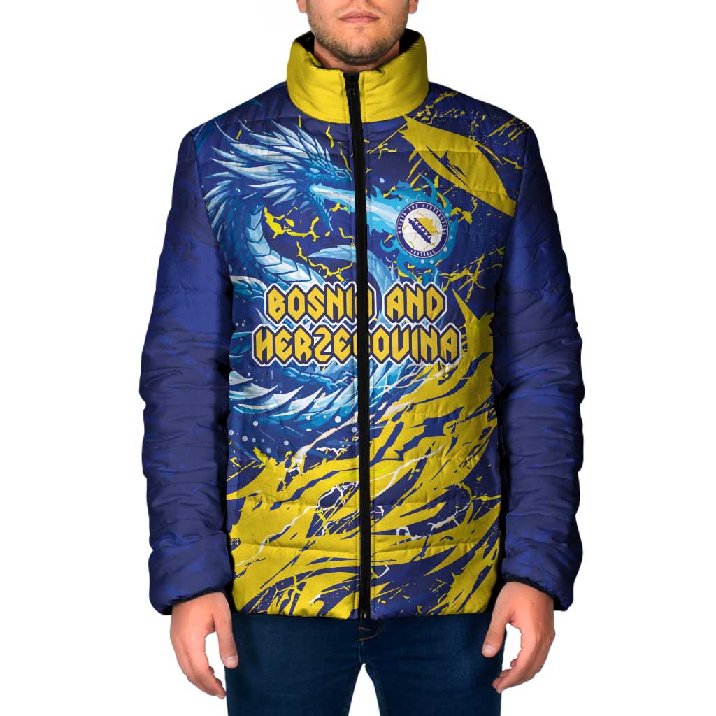 Custom Bosnia and Herzegovina Football Padded Jacket Zmajevi Mascot Sporty Style