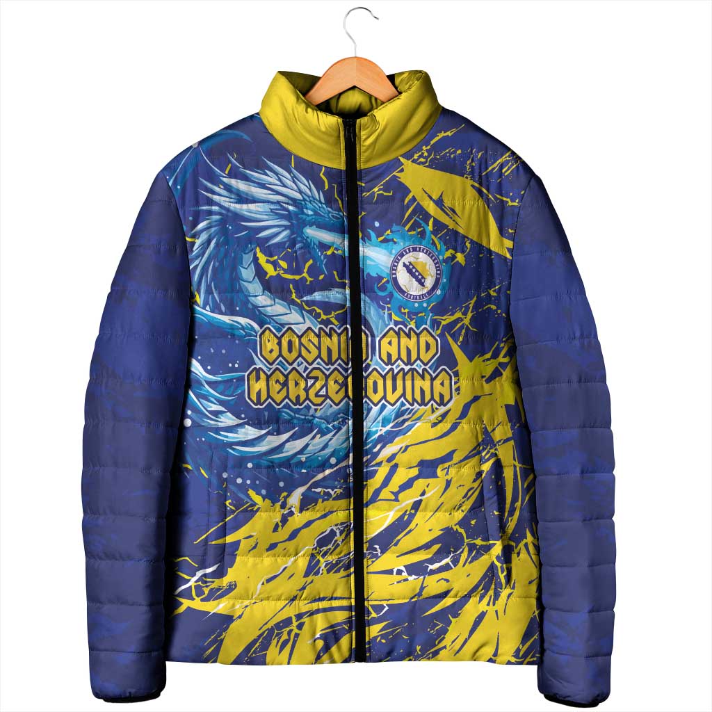 Custom Bosnia and Herzegovina Football Padded Jacket Zmajevi Mascot Sporty Style