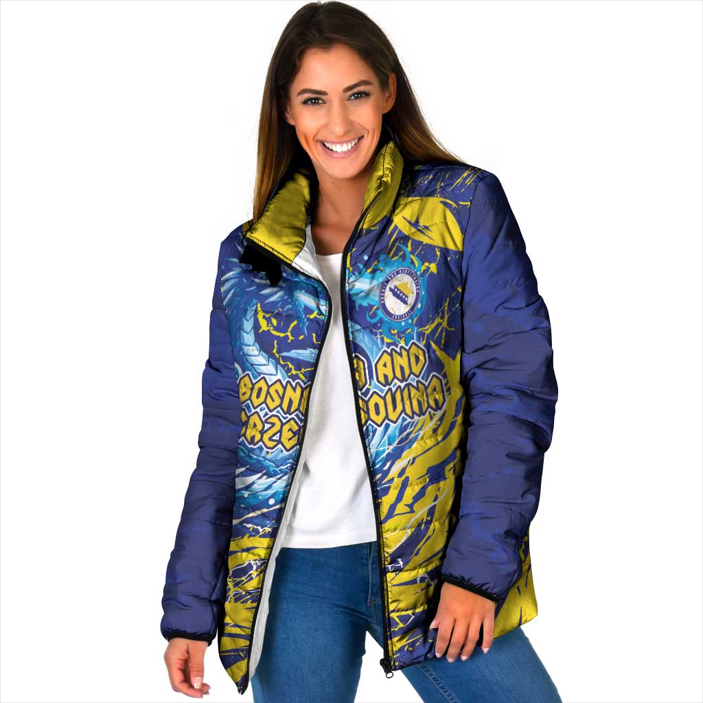 Custom Bosnia and Herzegovina Football Padded Jacket Zmajevi Mascot Sporty Style