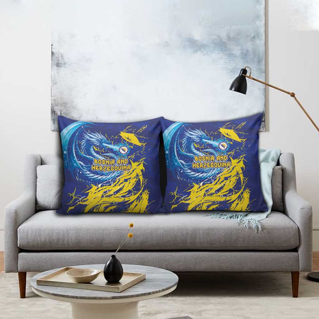 Bosnia and Herzegovina Football Pillow Cover Zmajevi Mascot Sporty Style