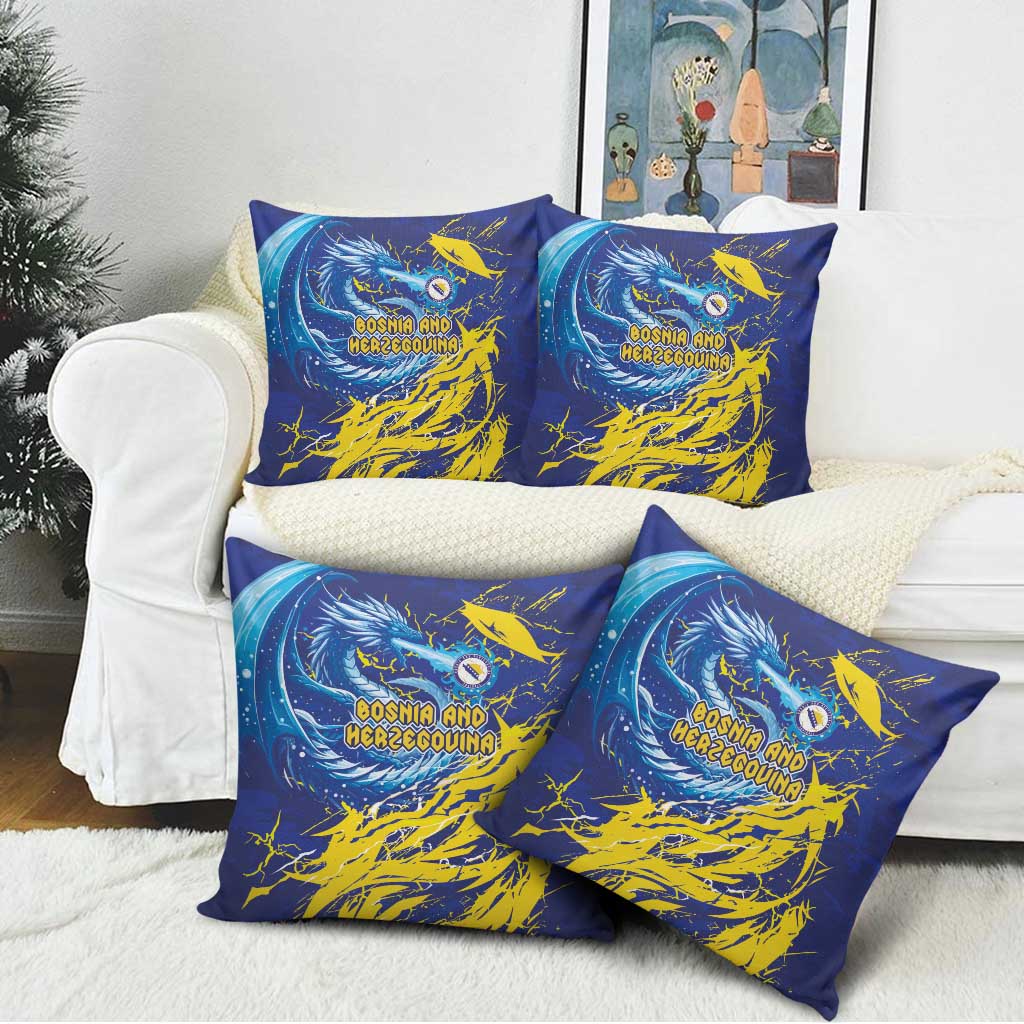 Bosnia and Herzegovina Football Pillow Cover Zmajevi Mascot Sporty Style