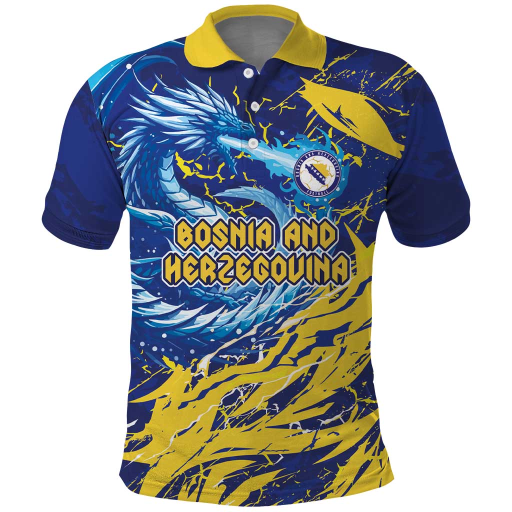 Custom Bosnia and Herzegovina Football Polo Shirt Zmajevi Mascot Sporty Style