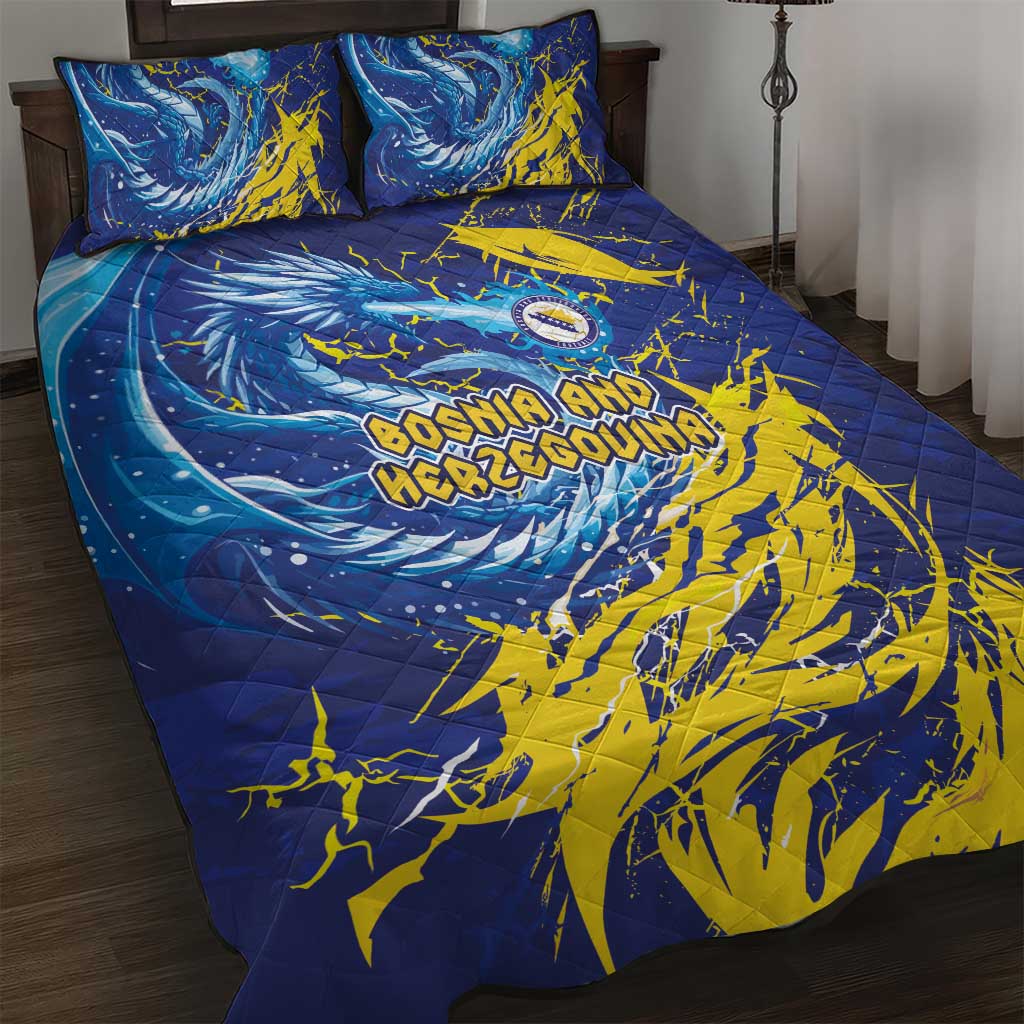 Bosnia and Herzegovina Football Quilt Bed Set Zmajevi Mascot Sporty Style