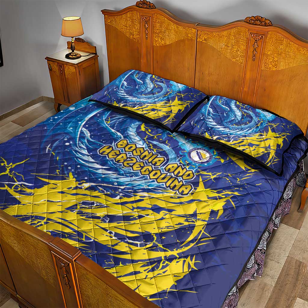 Bosnia and Herzegovina Football Quilt Bed Set Zmajevi Mascot Sporty Style
