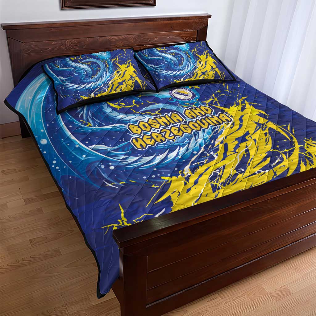 Bosnia and Herzegovina Football Quilt Bed Set Zmajevi Mascot Sporty Style