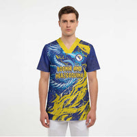 Custom Bosnia and Herzegovina Football Scrub Top Zmajevi Mascot Sporty Style