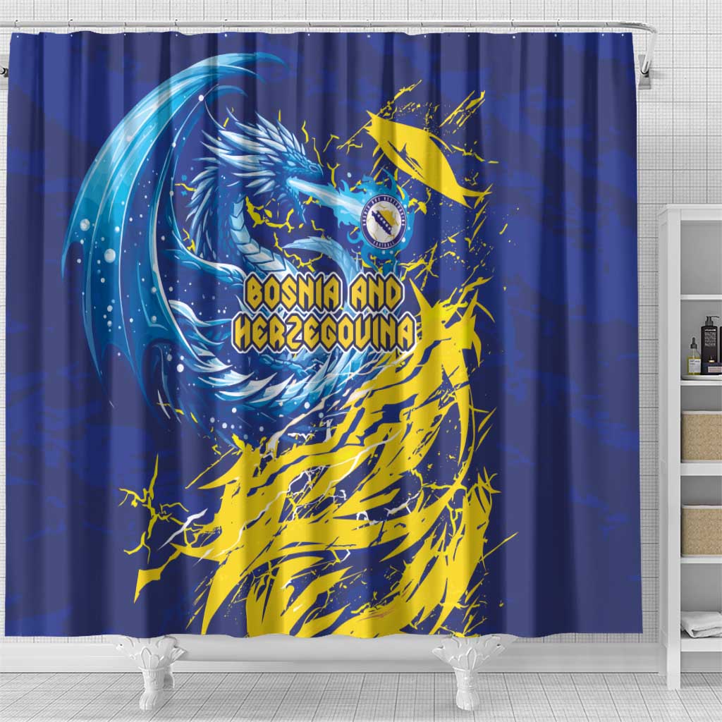 Bosnia and Herzegovina Football Shower Curtain Zmajevi Mascot Sporty Style