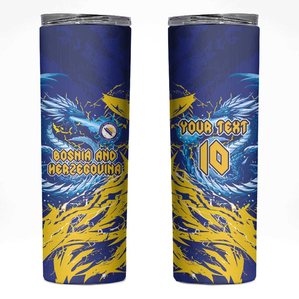 Custom Bosnia and Herzegovina Football Skinny Tumbler Zmajevi Mascot Sporty Style