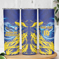 Custom Bosnia and Herzegovina Football Skinny Tumbler Zmajevi Mascot Sporty Style