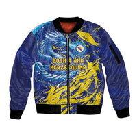 Custom Bosnia and Herzegovina Football Sleeve Zip Bomber Jacket Zmajevi Mascot Sporty Style