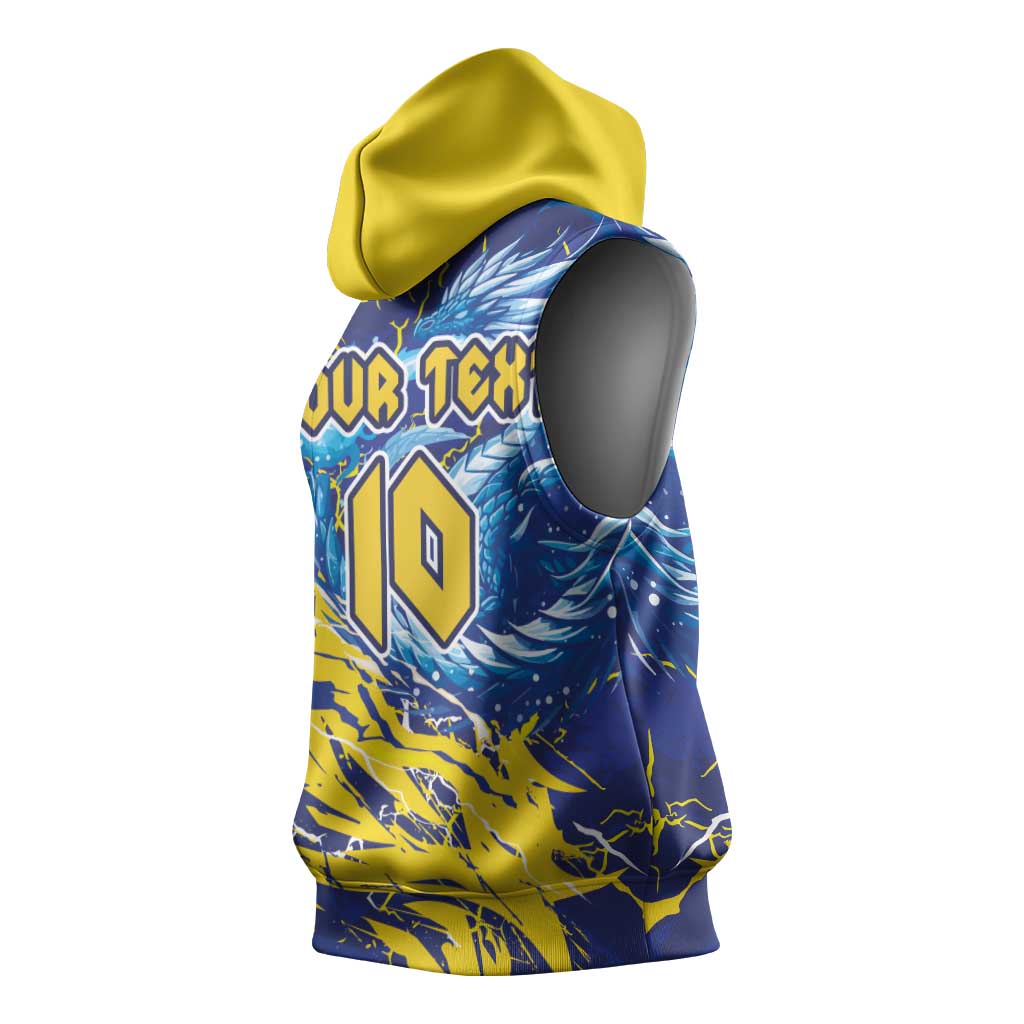 Custom Bosnia and Herzegovina Football Sleeveless Hoodie Zmajevi Mascot Sporty Style
