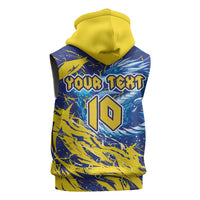 Custom Bosnia and Herzegovina Football Sleeveless Zip Hoodie Zmajevi Mascot Sporty Style