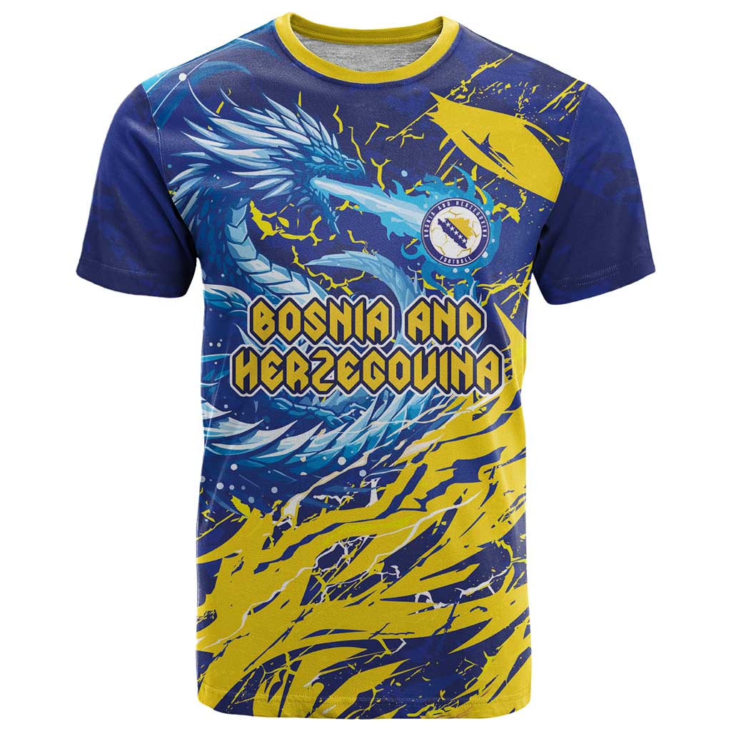Custom Bosnia and Herzegovina Football T Shirt Zmajevi Mascot Sporty Style