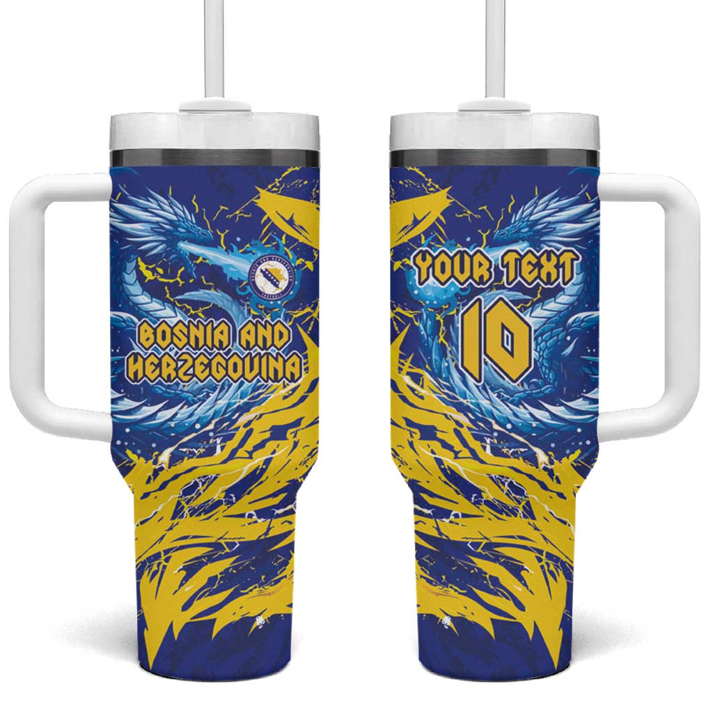 Custom Bosnia and Herzegovina Football Tumbler With Handle Zmajevi Mascot Sporty Style