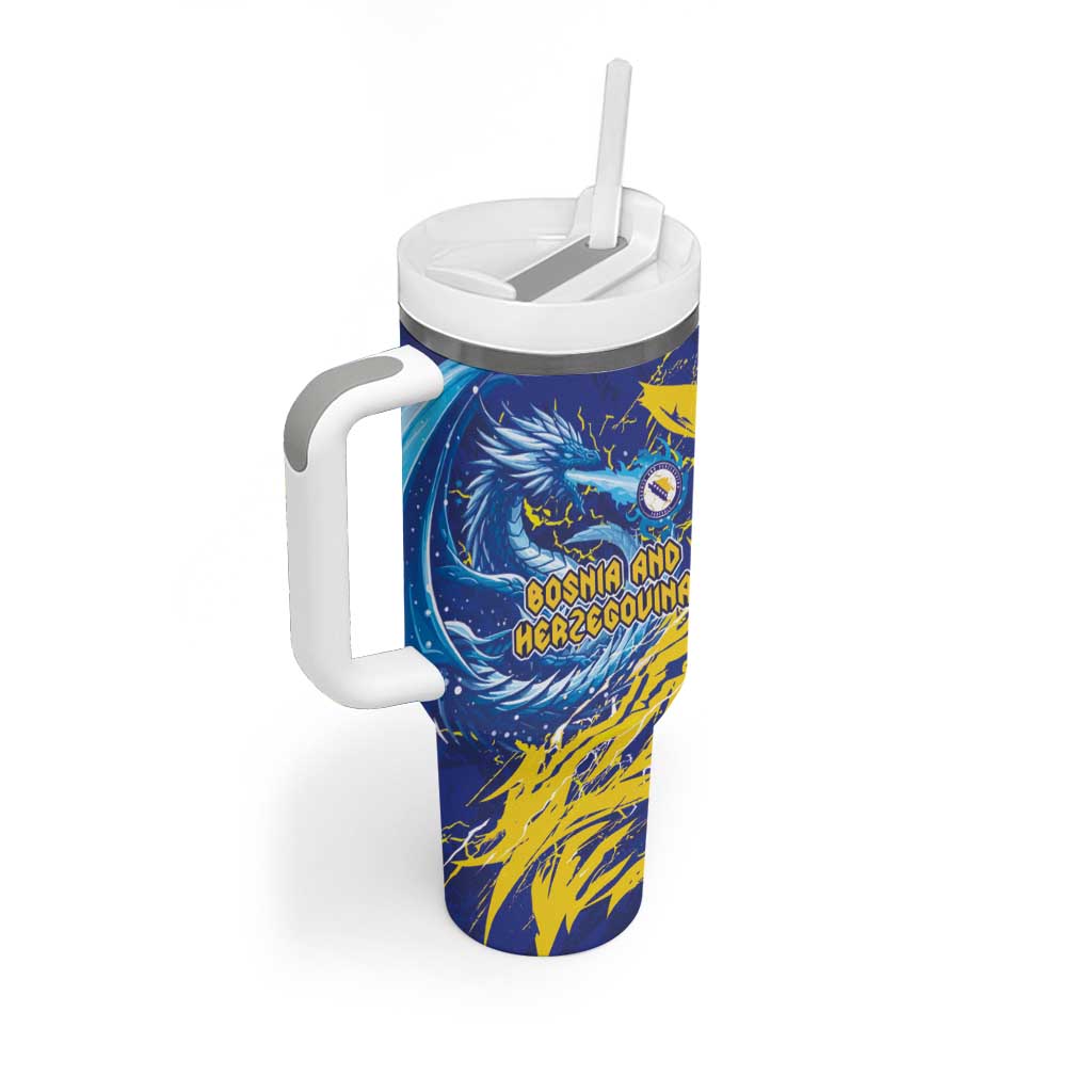 Custom Bosnia and Herzegovina Football Tumbler With Handle Zmajevi Mascot Sporty Style