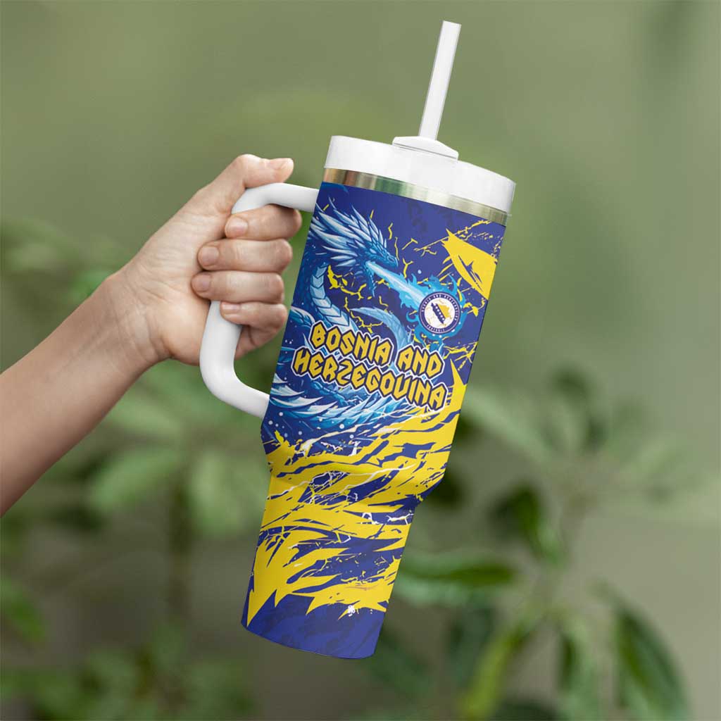 Custom Bosnia and Herzegovina Football Tumbler With Handle Zmajevi Mascot Sporty Style