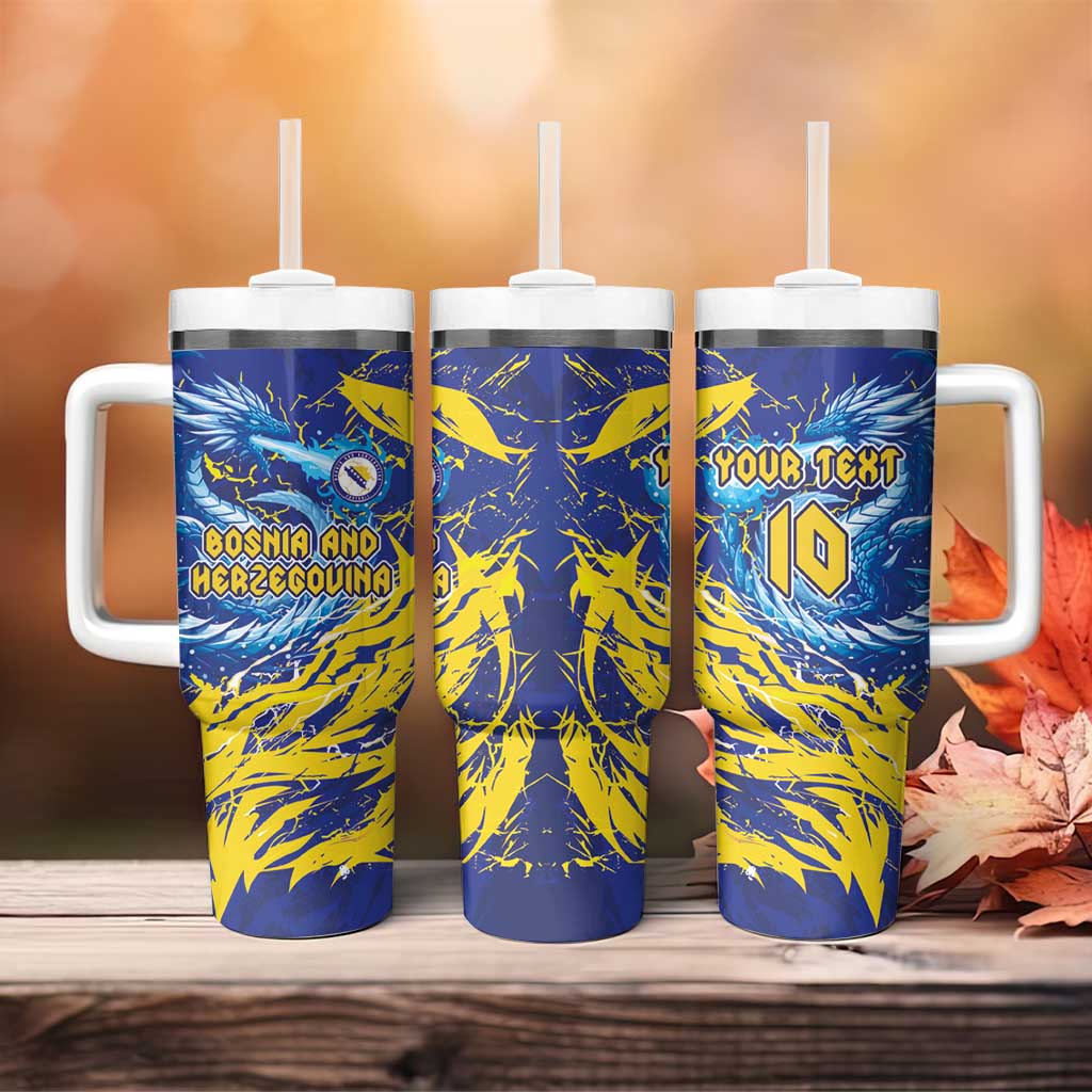 Custom Bosnia and Herzegovina Football Tumbler With Handle Zmajevi Mascot Sporty Style