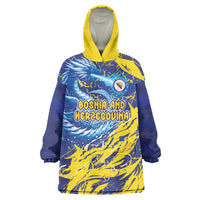Custom Bosnia and Herzegovina Football Wearable Blanket Hoodie Zmajevi Mascot Sporty Style