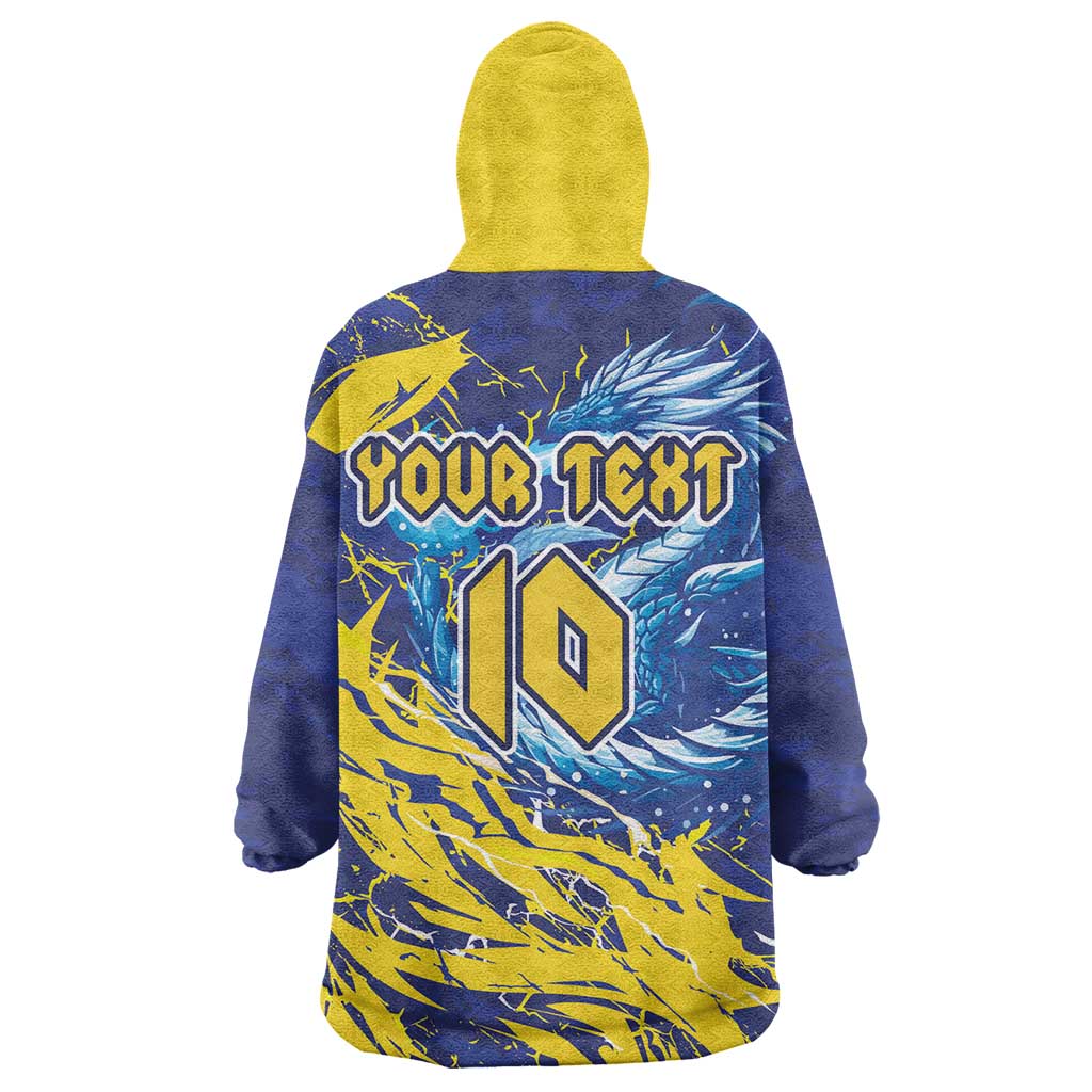 Custom Bosnia and Herzegovina Football Wearable Blanket Hoodie Zmajevi Mascot Sporty Style